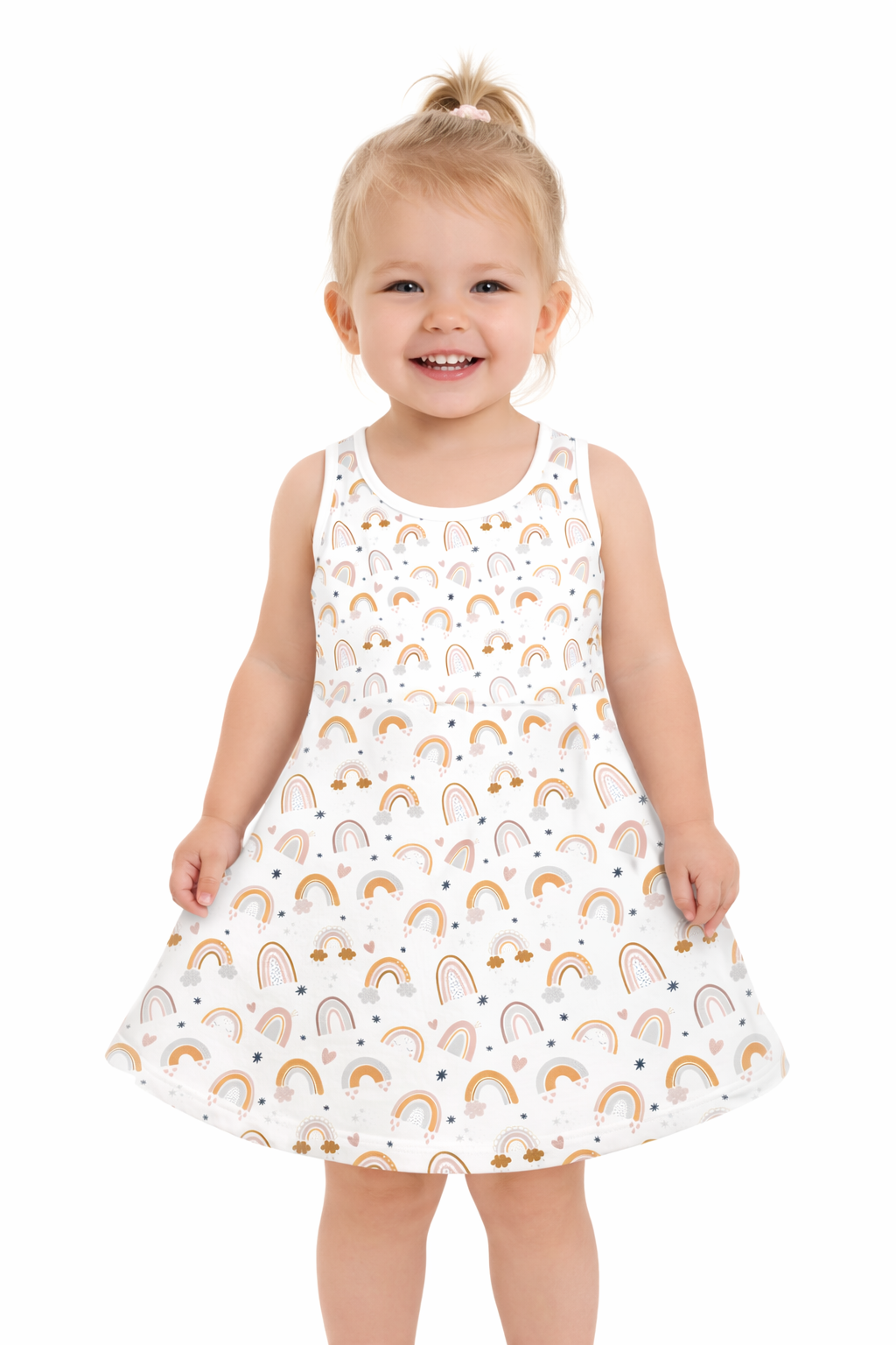 Rainbow Dreams Print Girls Sundress Soft Everyday Wear