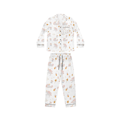 Satin Women’s Pajama Set – Unicorn & Cupcake Design Sleepwear