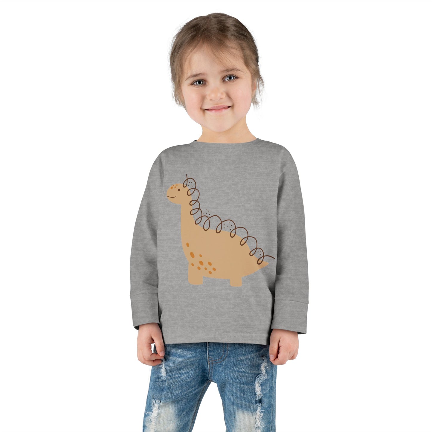 Toddler Long Sleeve Tee - Gentle Dino Buddy Minimalist Kids Shirt