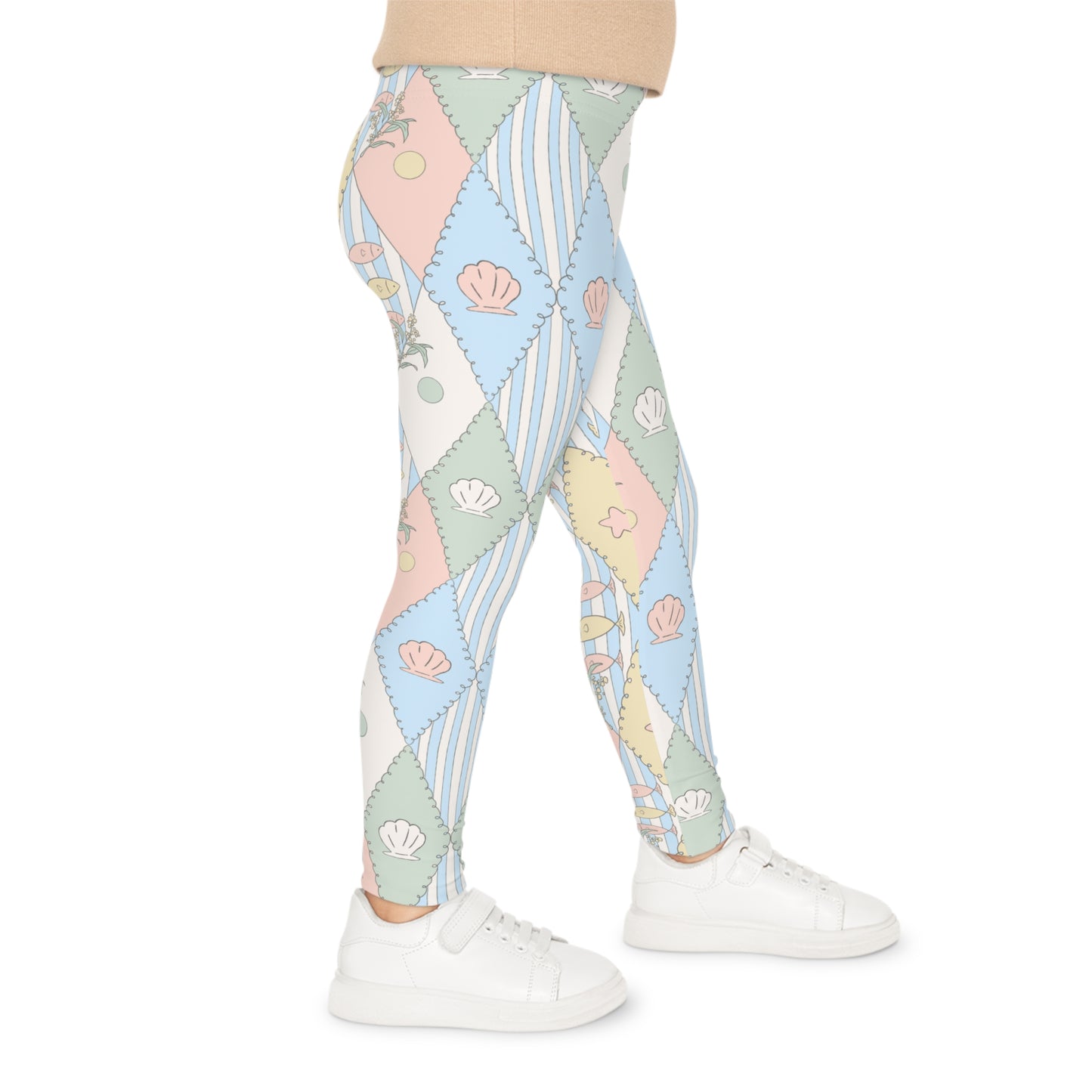 Kids Leggings - Australian Pastel Seashell & Starfish All-Over Print