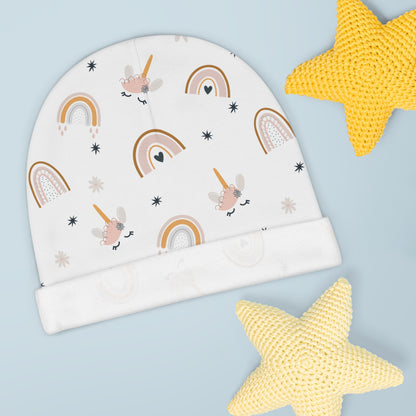Baby Beanie - Pastel Rainbow and Unicorn Dreams Newborn Hat