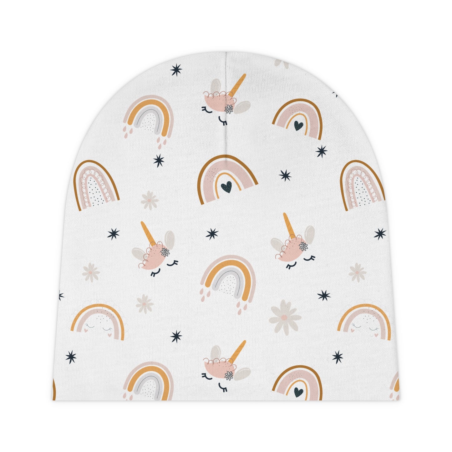 Baby Beanie - Pastel Rainbow and Unicorn Dreams Newborn Hat