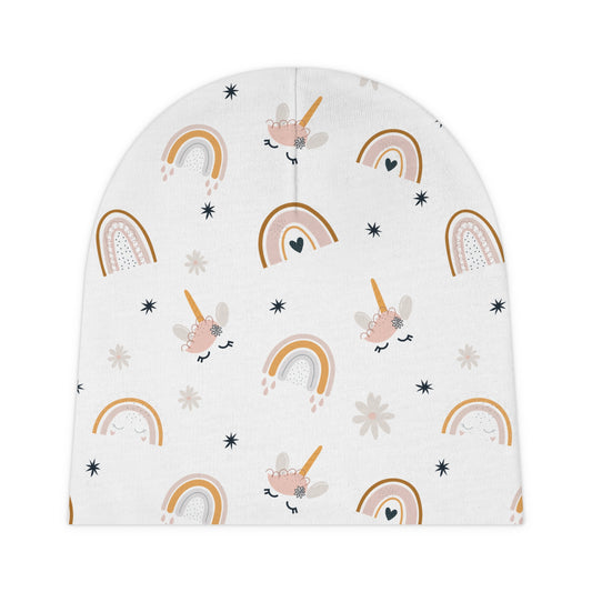 Baby Beanie - Pastel Rainbow and Unicorn Dreams Newborn Hat