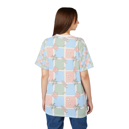 Pastel Beach Pattern Tee Australian Seashell & Palm All-Over Print Shirt