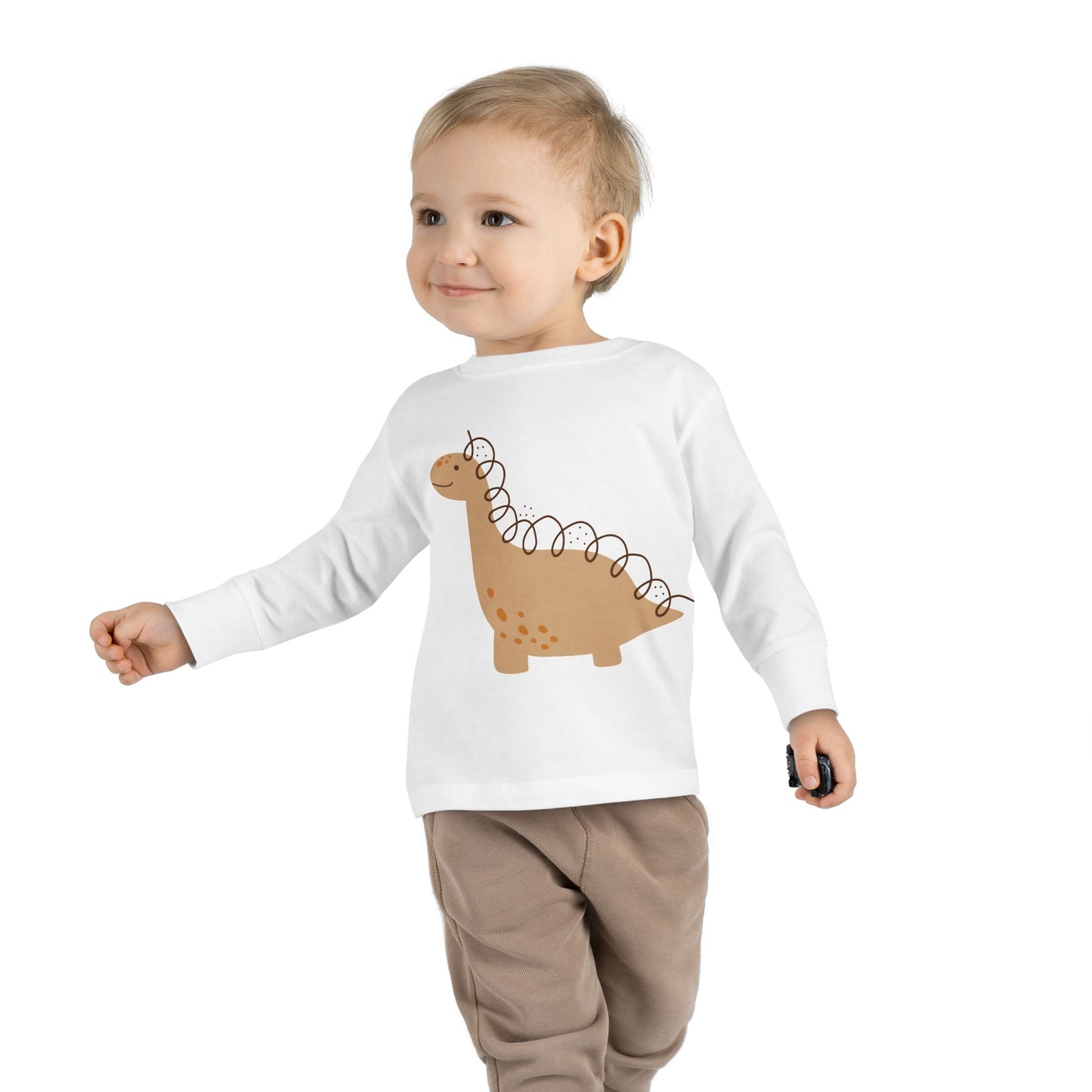Toddler Long Sleeve Tee - Gentle Dino Buddy Minimalist Kids Shirt