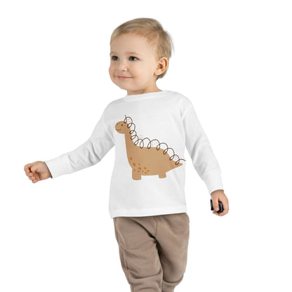 Toddler Long Sleeve Tee - Gentle Dino Buddy Minimalist Kids Shirt