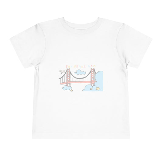 Golden Gate Bridge Toddler Tee — Cute Pastel San Francisco Bridge Graphic