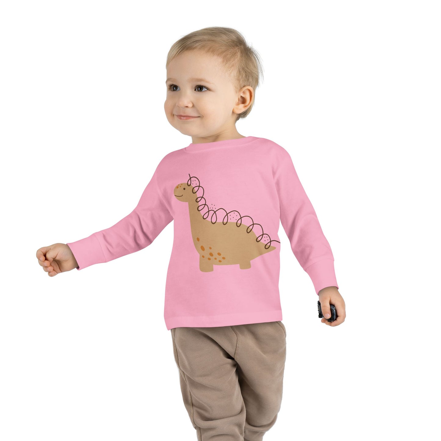 Toddler Long Sleeve Tee - Gentle Dino Buddy Minimalist Kids Shirt