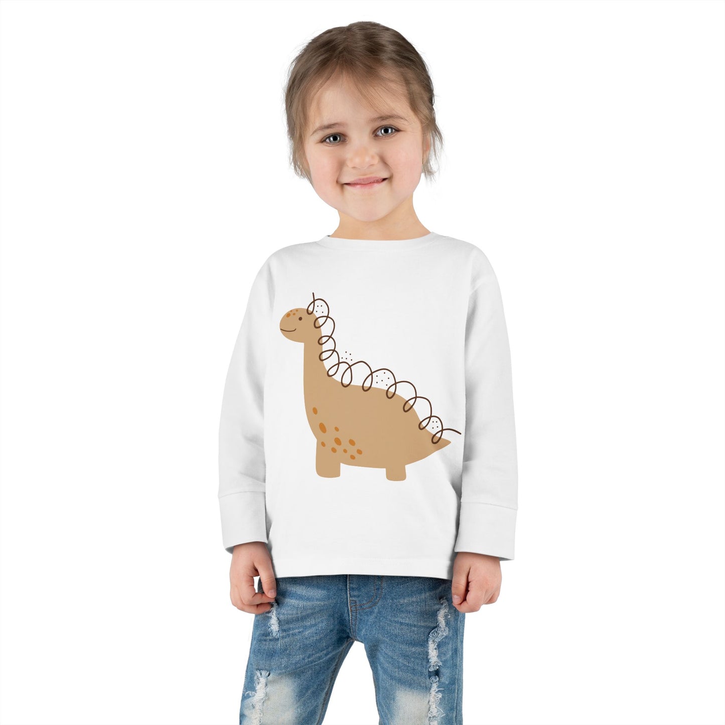 Toddler Long Sleeve Tee - Gentle Dino Buddy Minimalist Kids Shirt