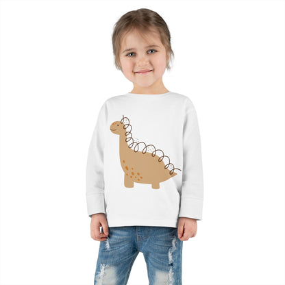 Toddler Long Sleeve Tee - Gentle Dino Buddy Minimalist Kids Shirt