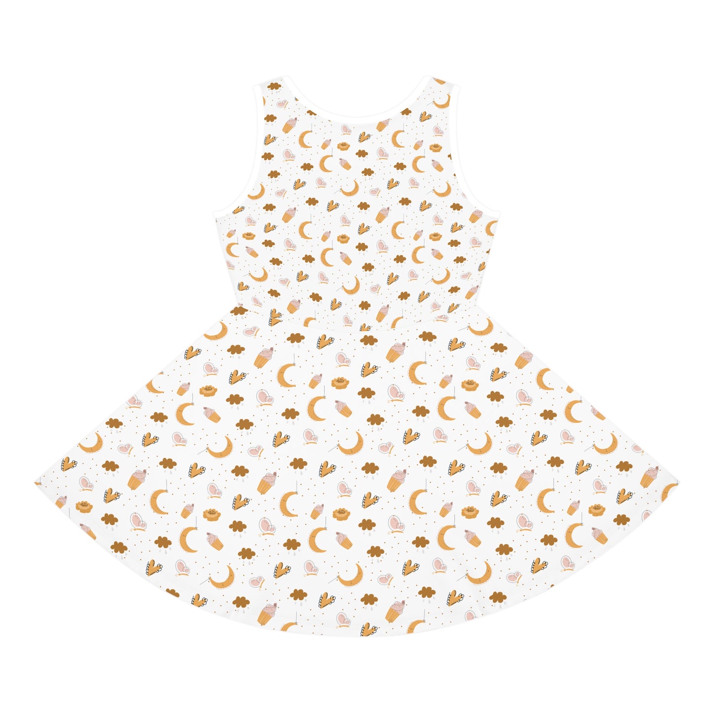Girls' Sundress - Golden Moon and Stars All Over Print Summer Dress