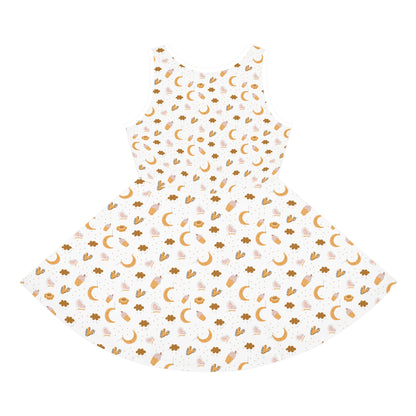 Girls' Sundress - Golden Moon and Stars All Over Print Summer Dress