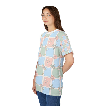 Pastel Beach Pattern Tee Australian Seashell & Palm All-Over Print Shirt