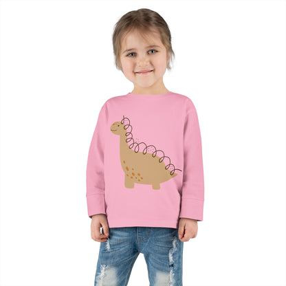 Toddler Long Sleeve Tee - Gentle Dino Buddy Minimalist Kids Shirt