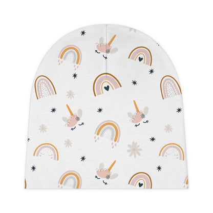Baby Beanie - Pastel Rainbow and Unicorn Dreams Newborn Hat