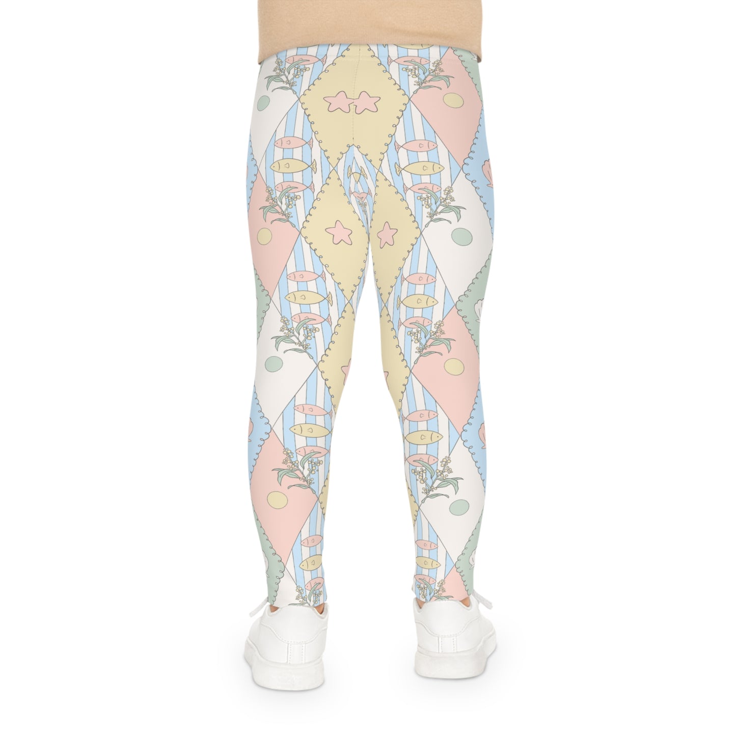 Kids Leggings - Australian Pastel Seashell & Starfish All-Over Print
