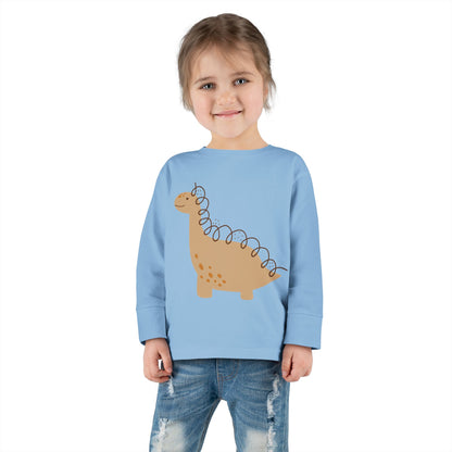 Toddler Long Sleeve Tee - Gentle Dino Buddy Minimalist Kids Shirt
