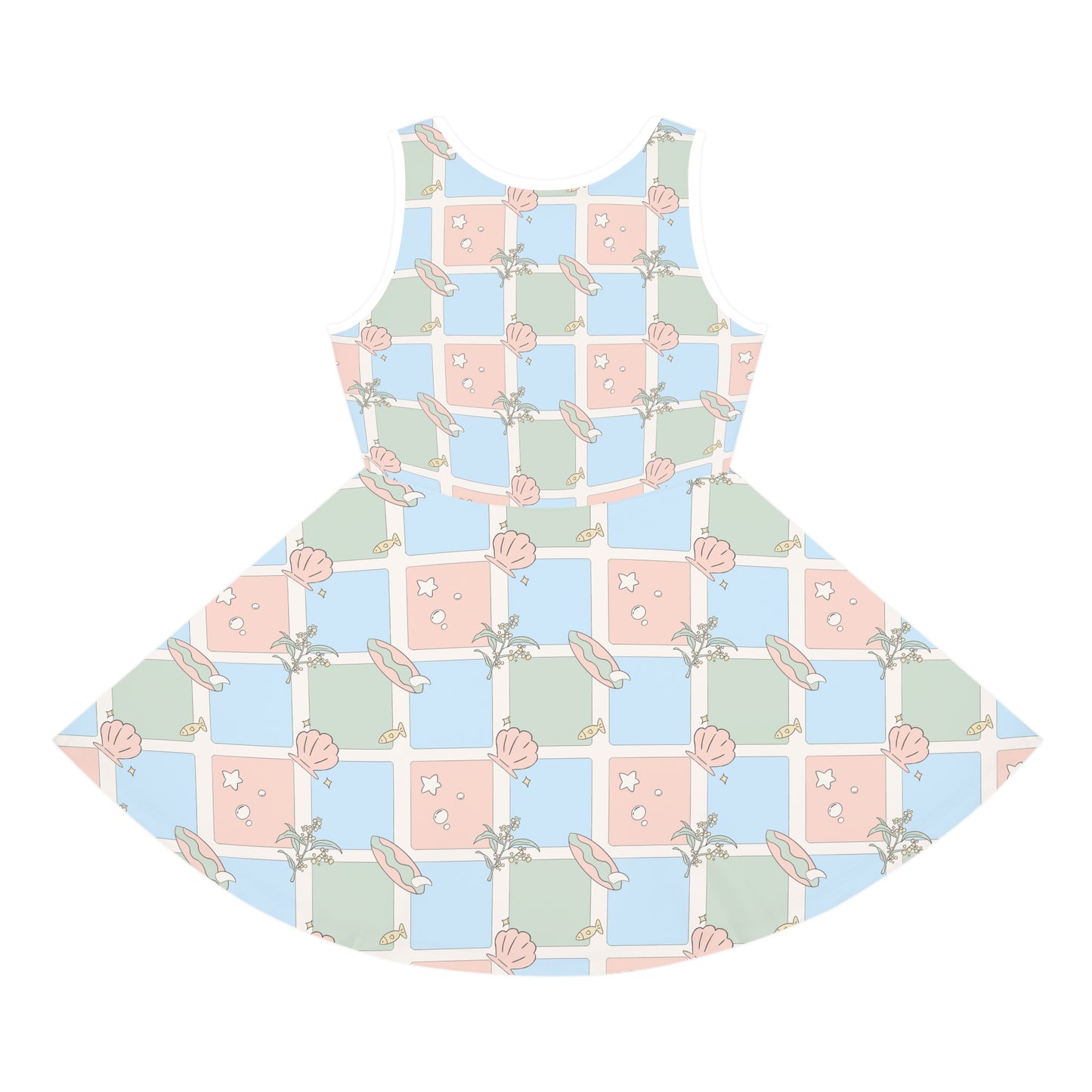 Girls Sleeveless Sundress Australian Pastel Floral Check AOP Dress