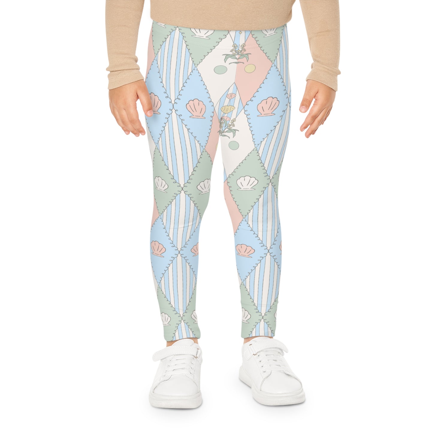 Kids Leggings - Australian Pastel Seashell & Starfish All-Over Print