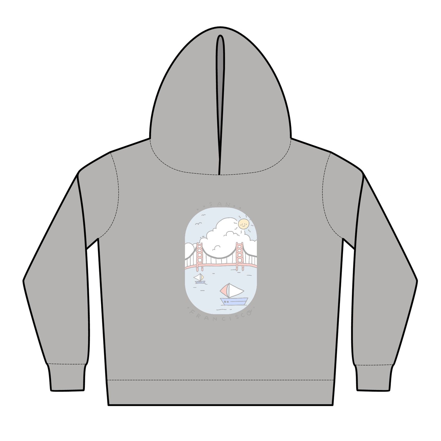 Toddler Hoodie — Cute Golden Gate Sailboat Graphic Pullover