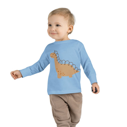 Toddler Long Sleeve Tee - Gentle Dino Buddy Minimalist Kids Shirt