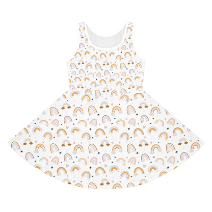 Sunny Rainbow Dreams Sundress — Neutral Summer Sleeveless Dress for Little Girls