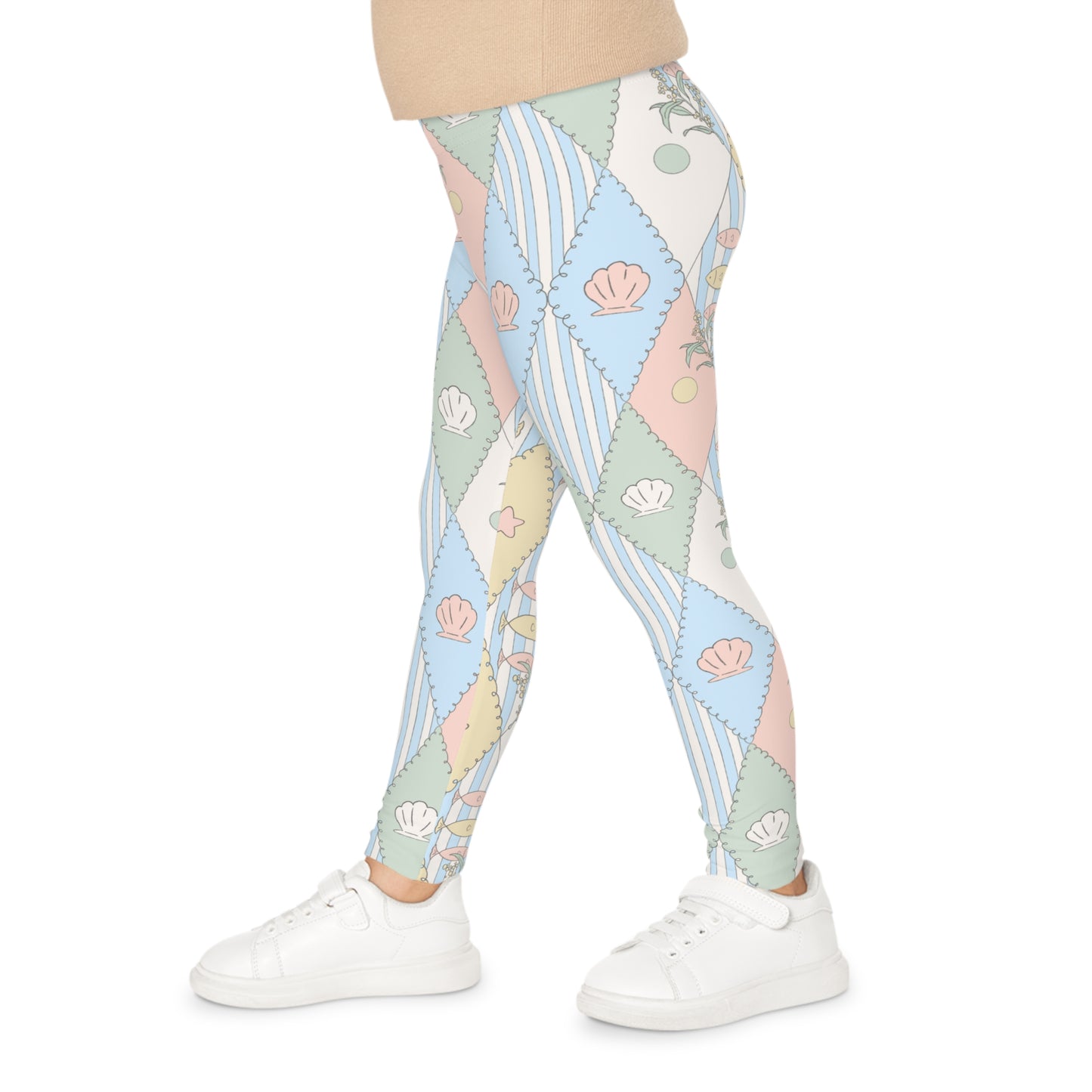 Kids Leggings - Australian Pastel Seashell & Starfish All-Over Print