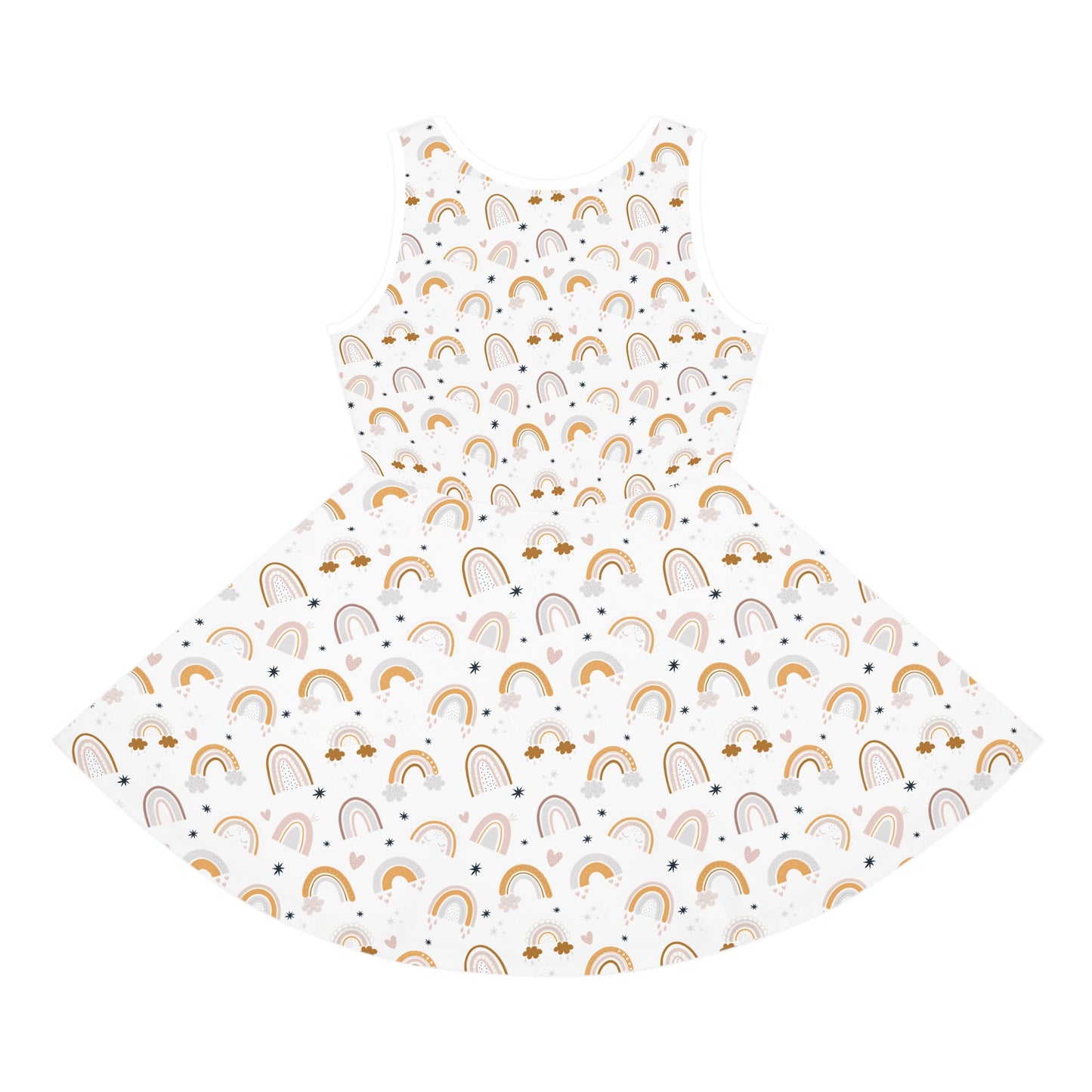 Sunny Rainbow Dreams Sundress — Neutral Summer Sleeveless Dress for Little Girls