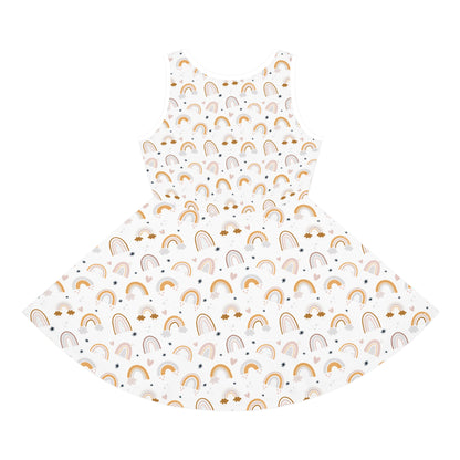 Sunny Rainbow Dreams Sundress — Neutral Summer Sleeveless Dress for Little Girls