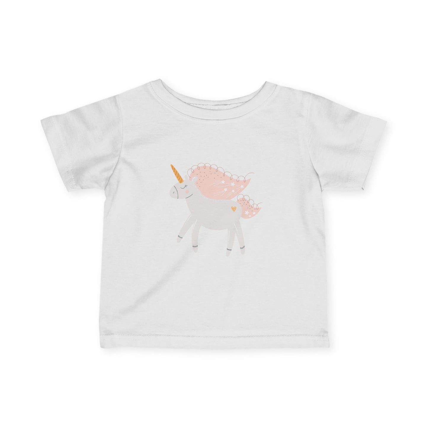 Infant Tee — Pastel Pink Unicorn Graphic Baby T-Shirt