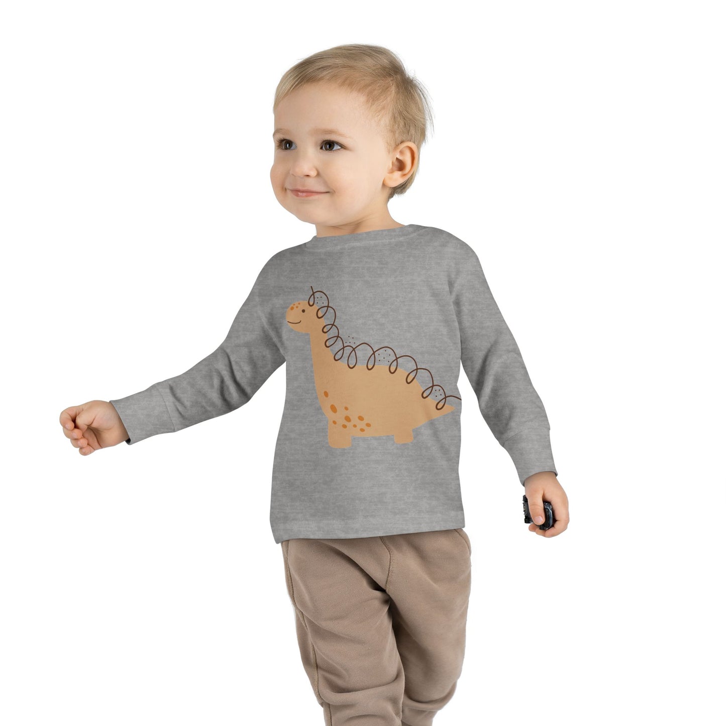 Toddler Long Sleeve Tee - Gentle Dino Buddy Minimalist Kids Shirt